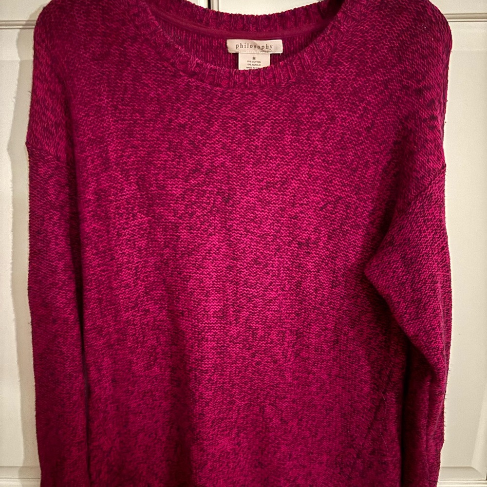 Philosophy Marled Crewneck Berry Tunic Sweater mediumm‎